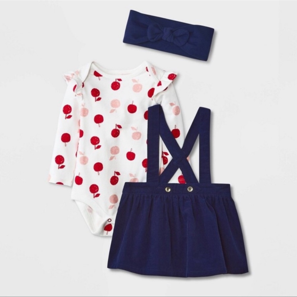 Baby Girls' Apple Corduroy Skirtall Set with Headband